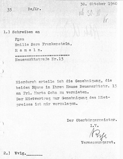 Schreiben von Vermessungsrat Reiche